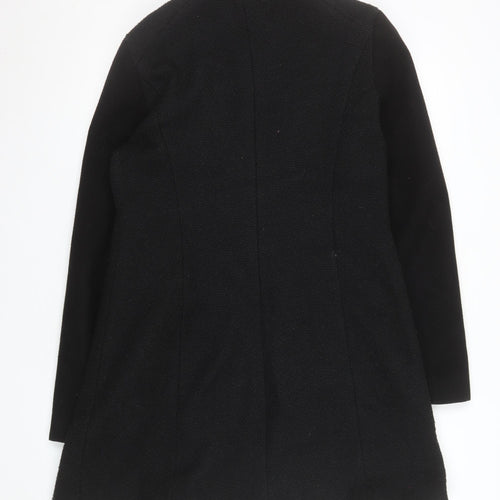 Next Women’s Black Long Biker Coat Size 14 Zip Detail