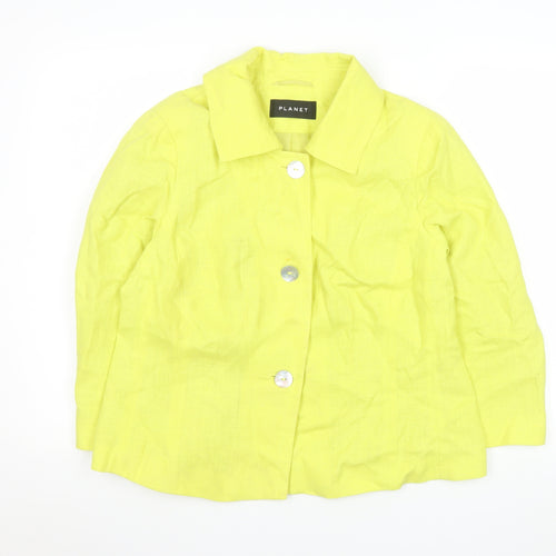 Planet Women's Yellow Linen Suit Jacket Blazer UK 16