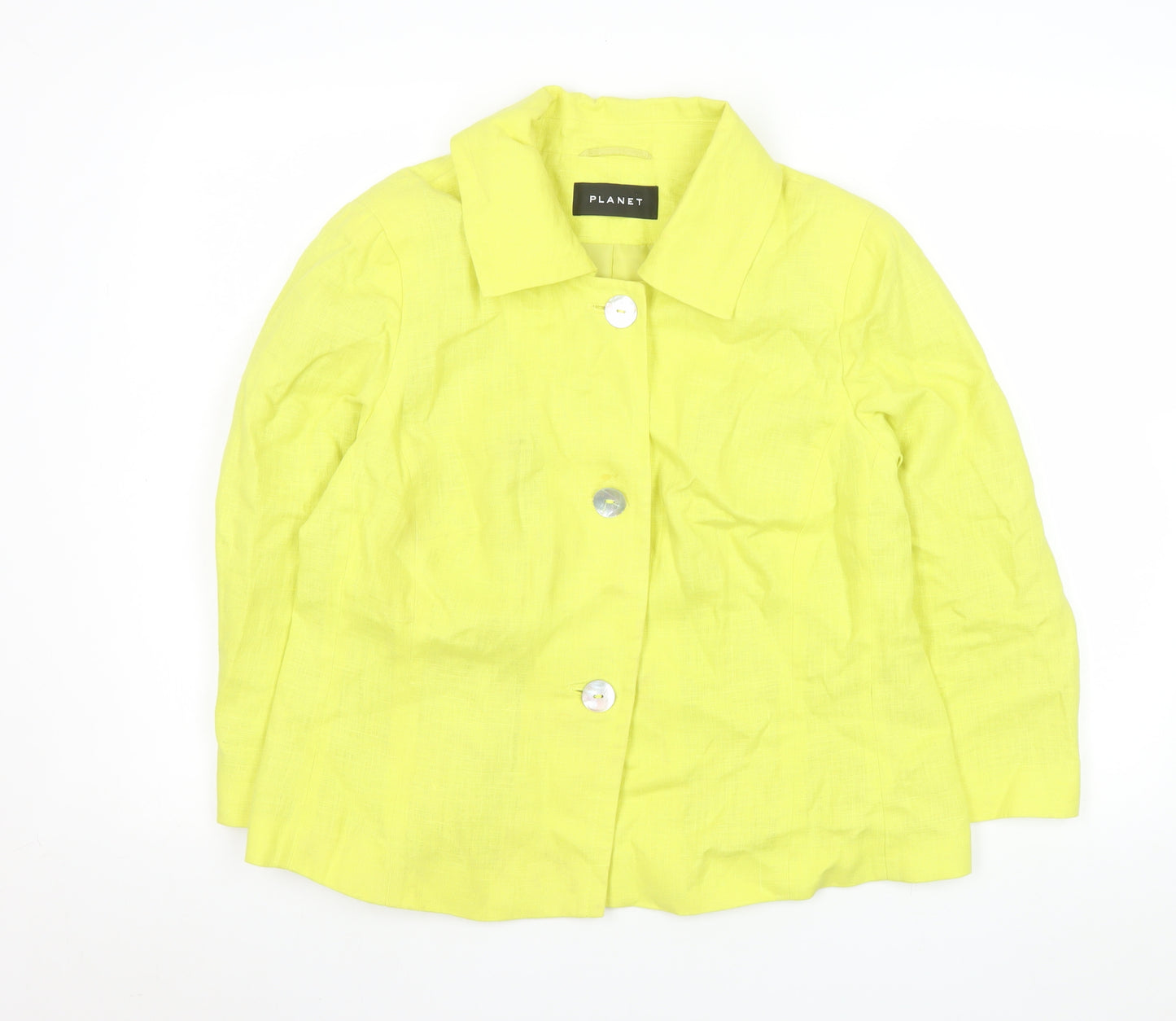 Planet Women's Yellow Linen Suit Jacket Blazer UK 16