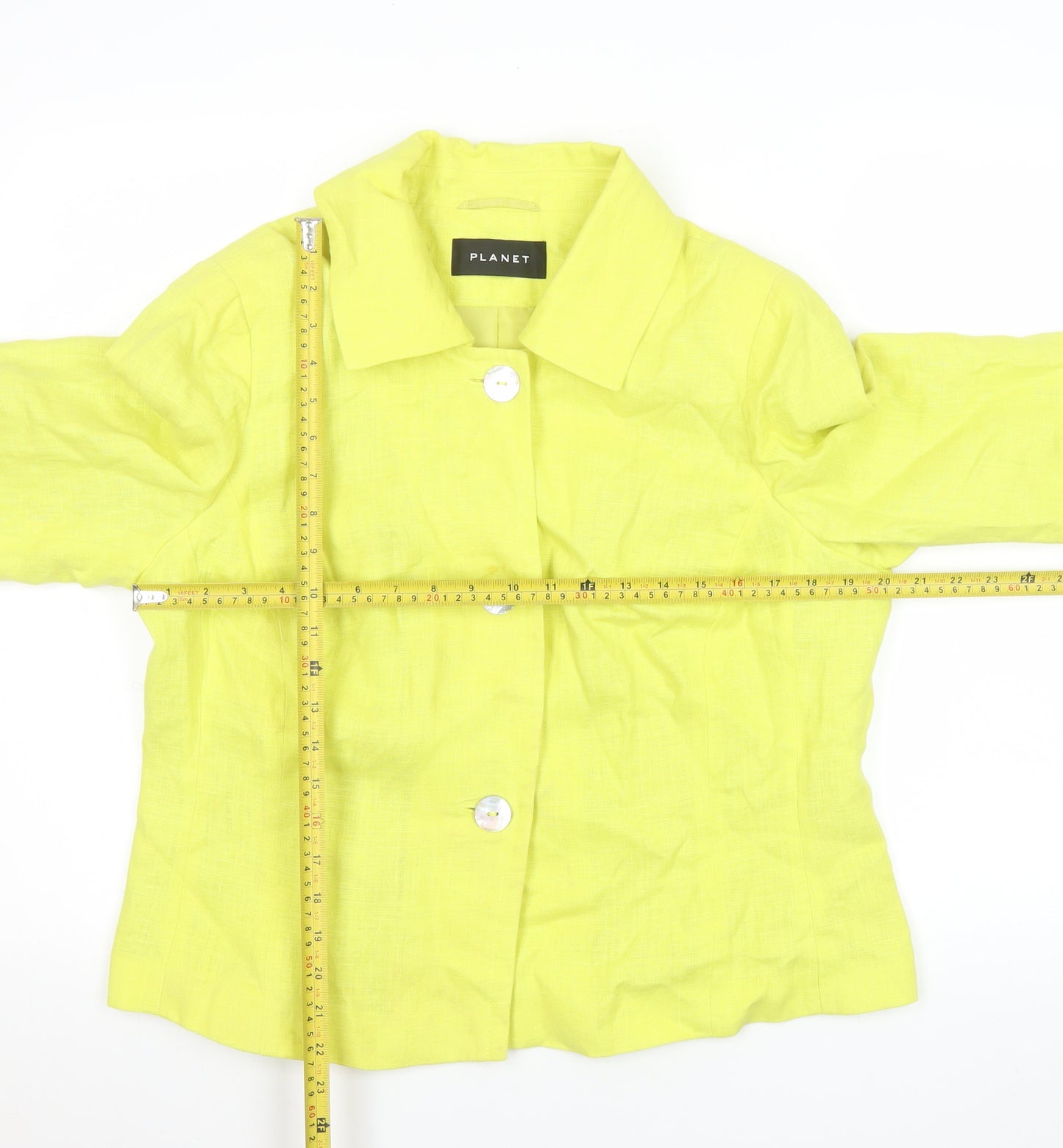 Planet Women's Yellow Linen Suit Jacket Blazer UK 16