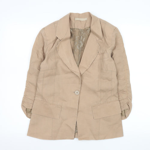 Koton Women's Beige Ramie Single-Breasted Blazer Size 8