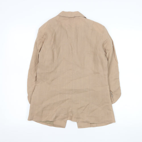 Koton Women's Beige Ramie Single-Breasted Blazer Size 8