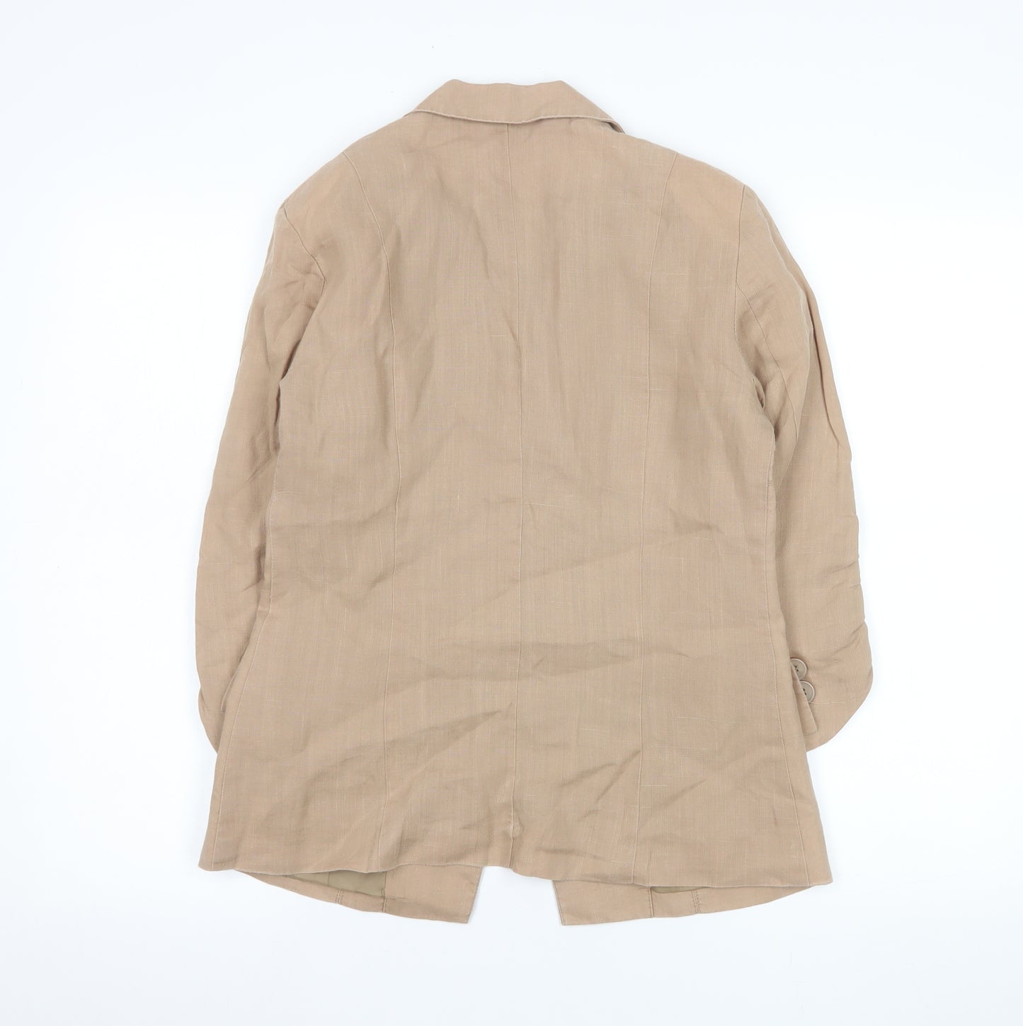 Koton Women's Beige Ramie Single-Breasted Blazer Size 8