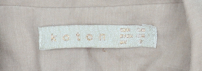 Koton Women's Beige Ramie Single-Breasted Blazer Size 8