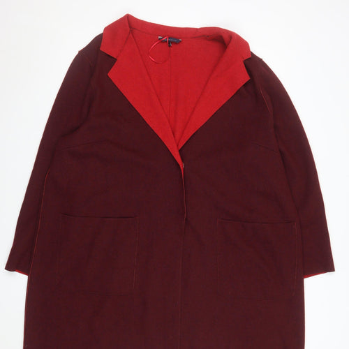 Marks and Spencer Women’s Burgundy Red Wool Blend Long Overcoat Size 24