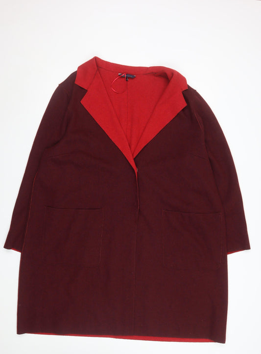 Marks and Spencer Women’s Burgundy Red Wool Blend Long Overcoat Size 24