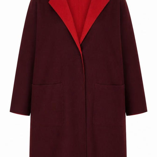 Marks and Spencer Women’s Burgundy Red Wool Blend Long Overcoat Size 24