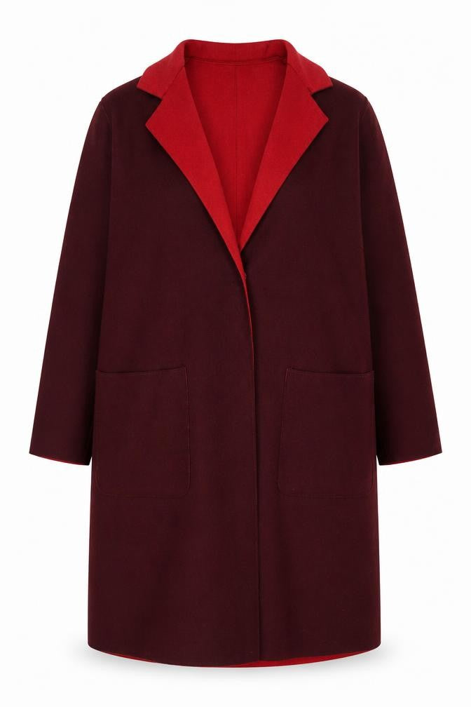 Marks and Spencer Women’s Burgundy Red Wool Blend Long Overcoat Size 24