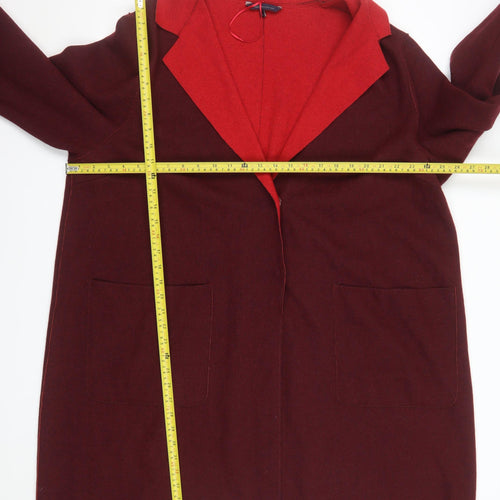 Marks and Spencer Women’s Burgundy Red Wool Blend Long Overcoat Size 24