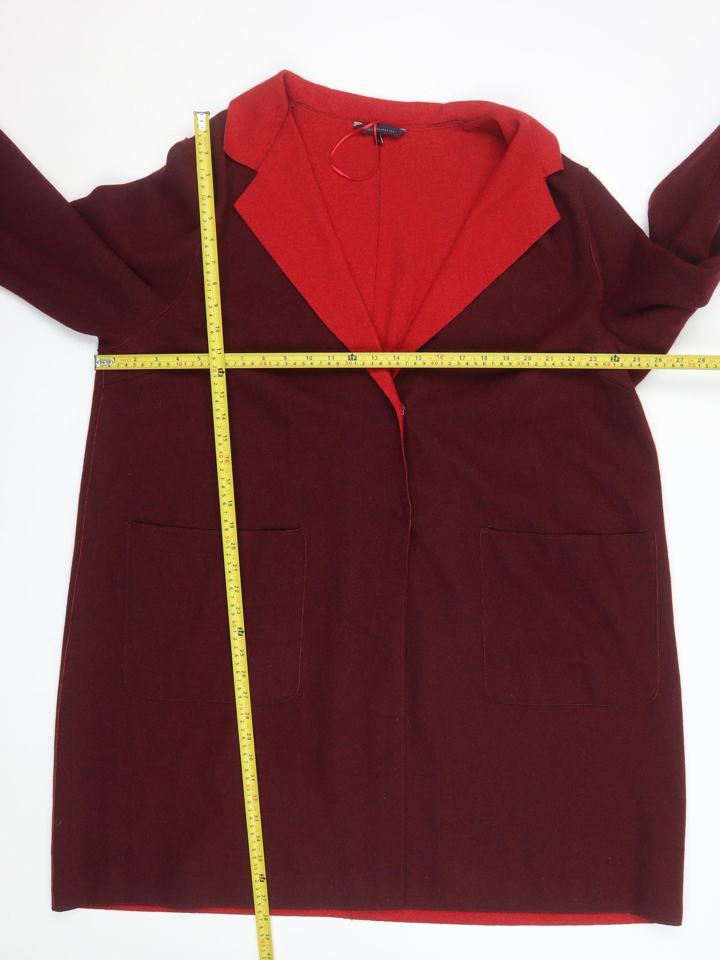 Marks and Spencer Women’s Burgundy Red Wool Blend Long Overcoat Size 24