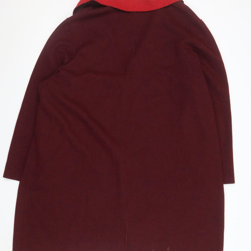 Marks and Spencer Women’s Burgundy Red Wool Blend Long Overcoat Size 24