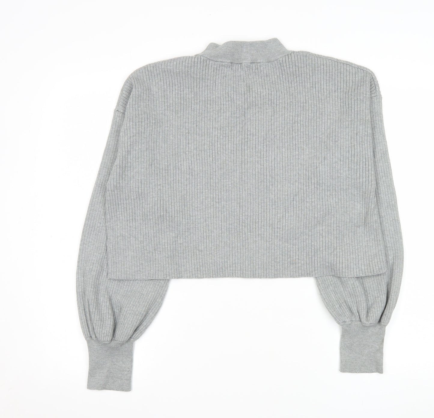 4th + Reckless Women's Grey Cropped Mock Neck Long Sleeve Top Size 14