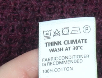 Marks and Spencer Men's Red Cotton Waffle Knit Jumper Medium