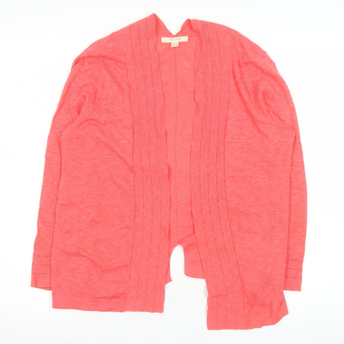 White Stuff Women’s Pink Cotton Linen Long Sleeve Open Cardigan Size 10