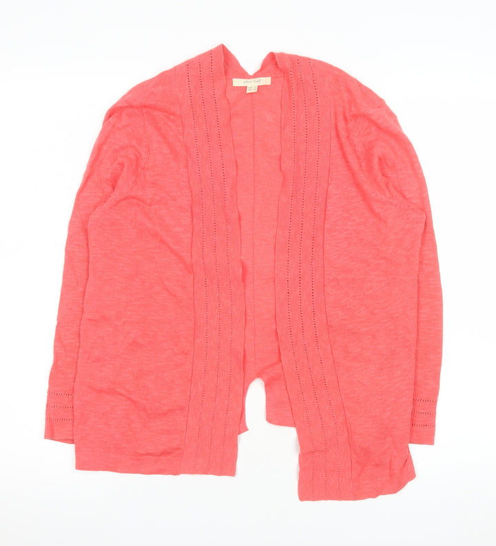 White Stuff Women’s Pink Cotton Linen Long Sleeve Open Cardigan Size 10