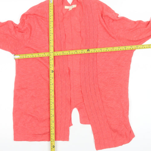 White Stuff Women’s Pink Cotton Linen Long Sleeve Open Cardigan Size 10