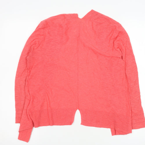 White Stuff Women’s Pink Cotton Linen Long Sleeve Open Cardigan Size 10