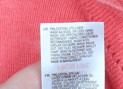 White Stuff Women’s Pink Cotton Linen Long Sleeve Open Cardigan Size 10