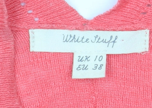 White Stuff Women’s Pink Cotton Linen Long Sleeve Open Cardigan Size 10