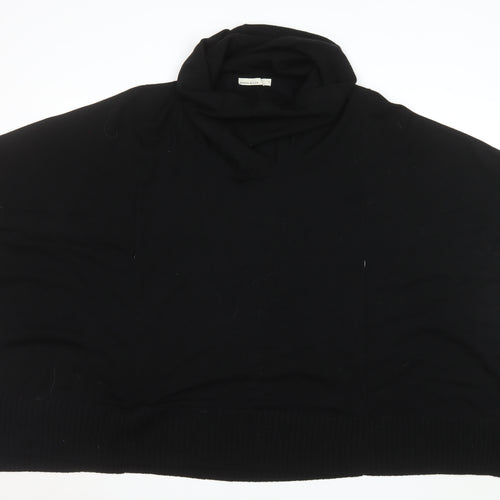 Karen Millen Womens Black Wool Blend Roll Neck Poncho Jumper Size 12