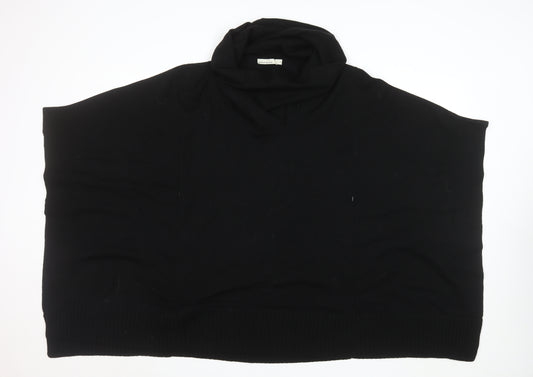 Karen Millen Womens Black Wool Blend Roll Neck Poncho Jumper Size 12