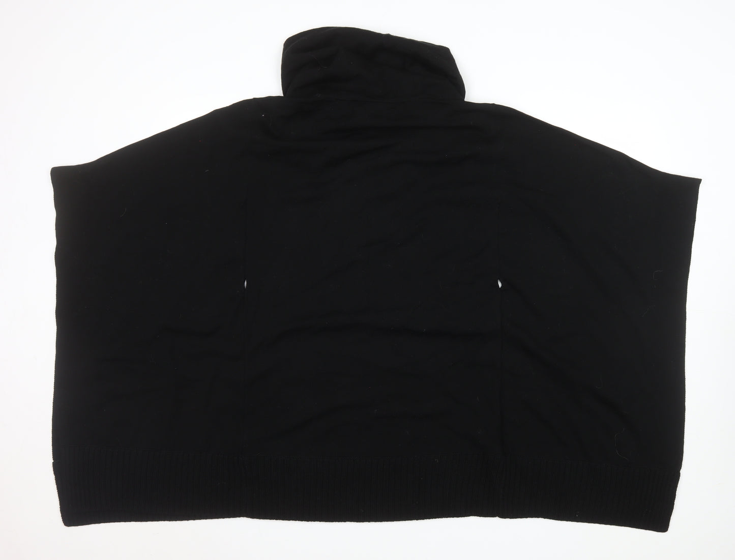 Karen Millen Womens Black Wool Blend Roll Neck Poncho Jumper Size 12