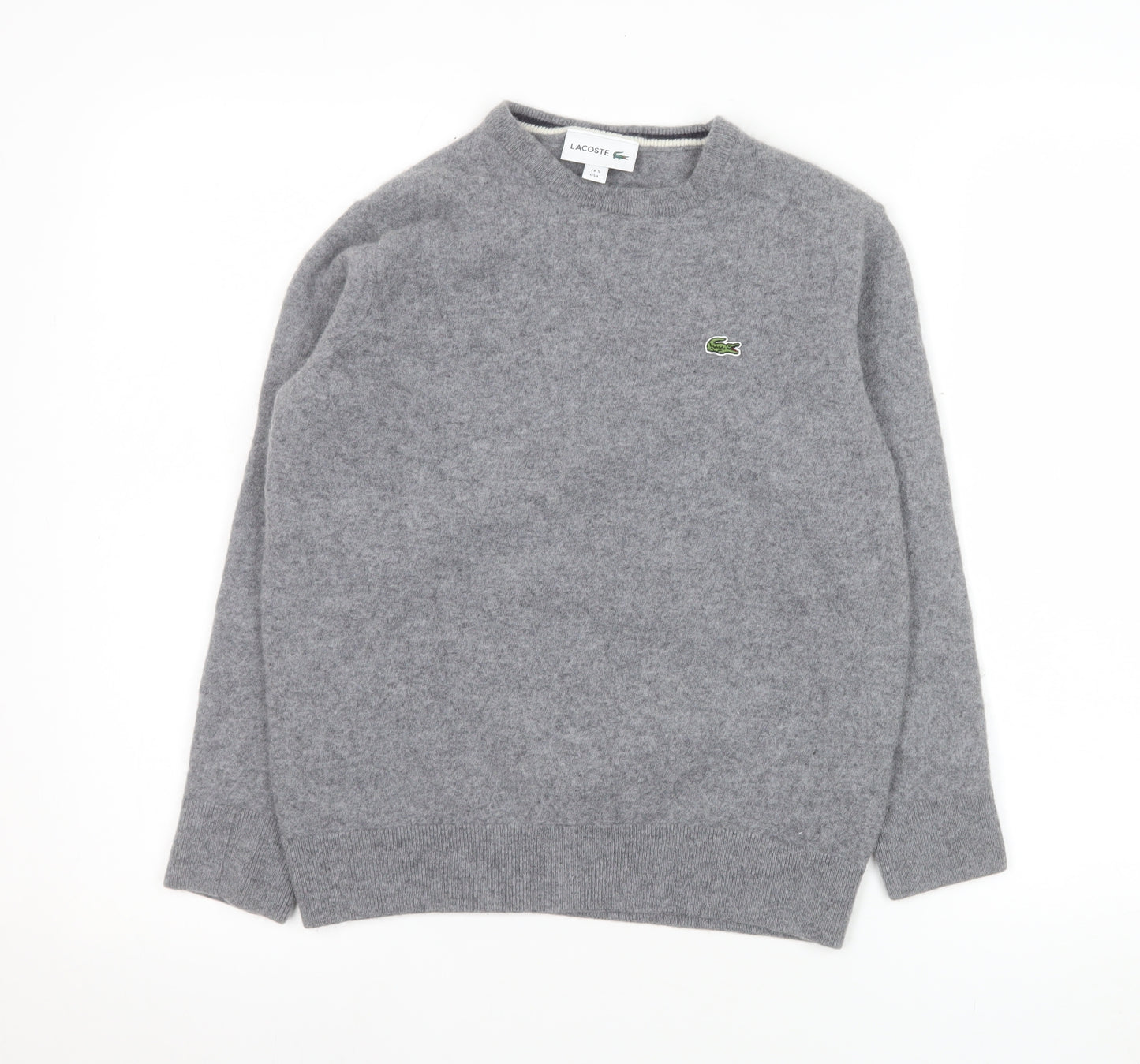 Lacoste Women's Grey Wool Crew Neck Jumper Size L