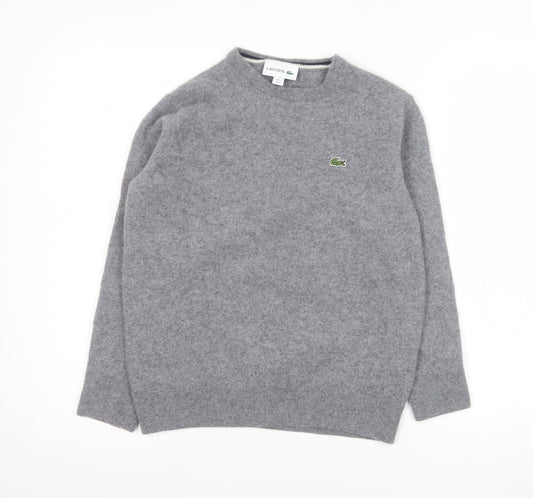 Lacoste Women's Grey Wool Crew Neck Jumper Size L