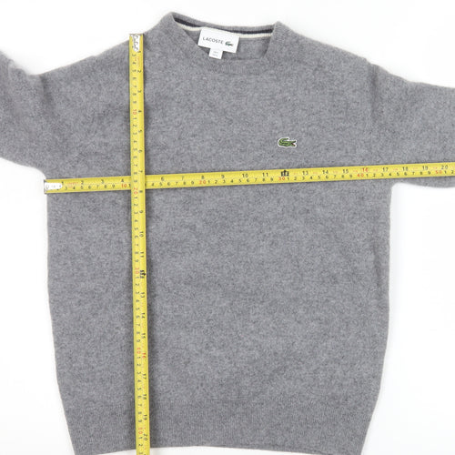 Lacoste Women's Grey Wool Crew Neck Jumper Size L