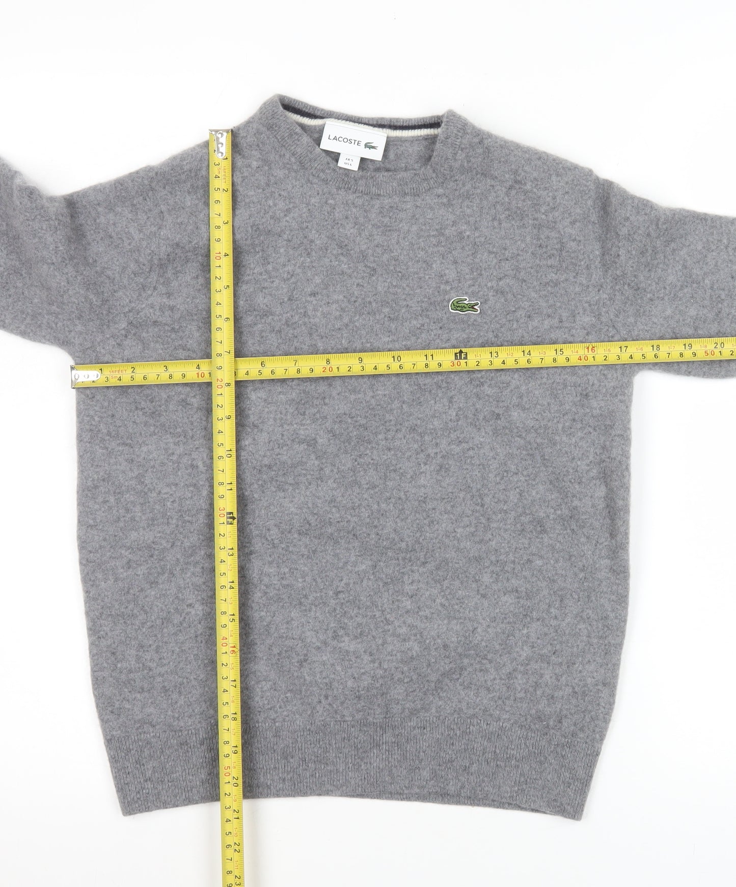 Lacoste Women's Grey Wool Crew Neck Jumper Size L