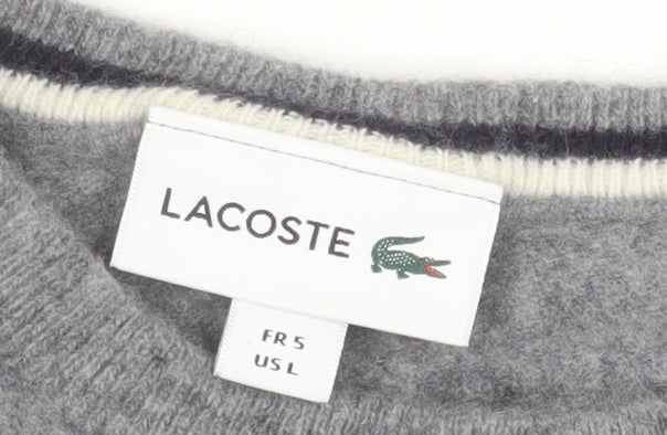 Lacoste Women's Grey Wool Crew Neck Jumper Size L