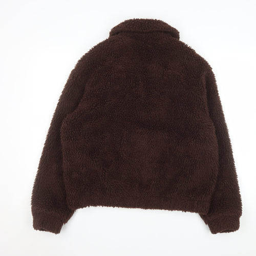 New Look Women’s Brown Teddy Fleece Zip Jacket Size S Winter Casual