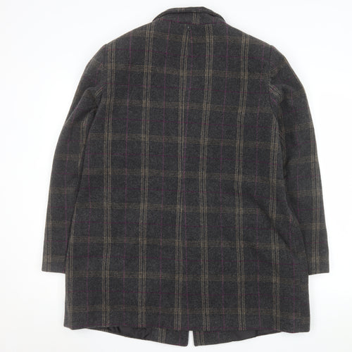 BHS Womens Grey Check Wool Blend Mid-Length Coat Size 16