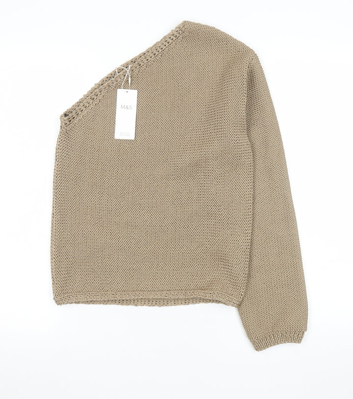 Marks and Spencer Women’s Beige One Shoulder Knit Top XS