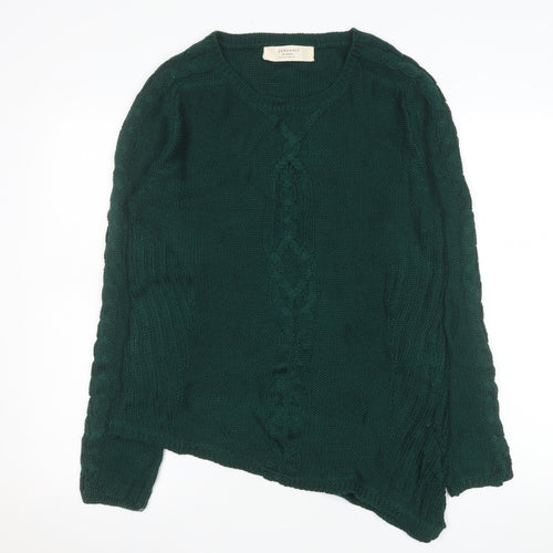 Zara Women Green Cable-Knit Long Sleeve Pullover Jumper Size L