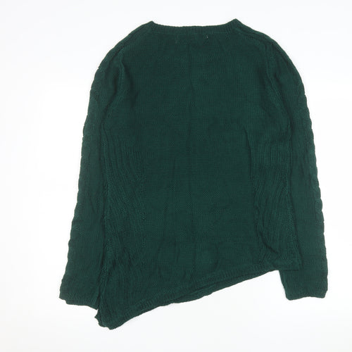 Zara Women Green Cable-Knit Long Sleeve Pullover Jumper Size L