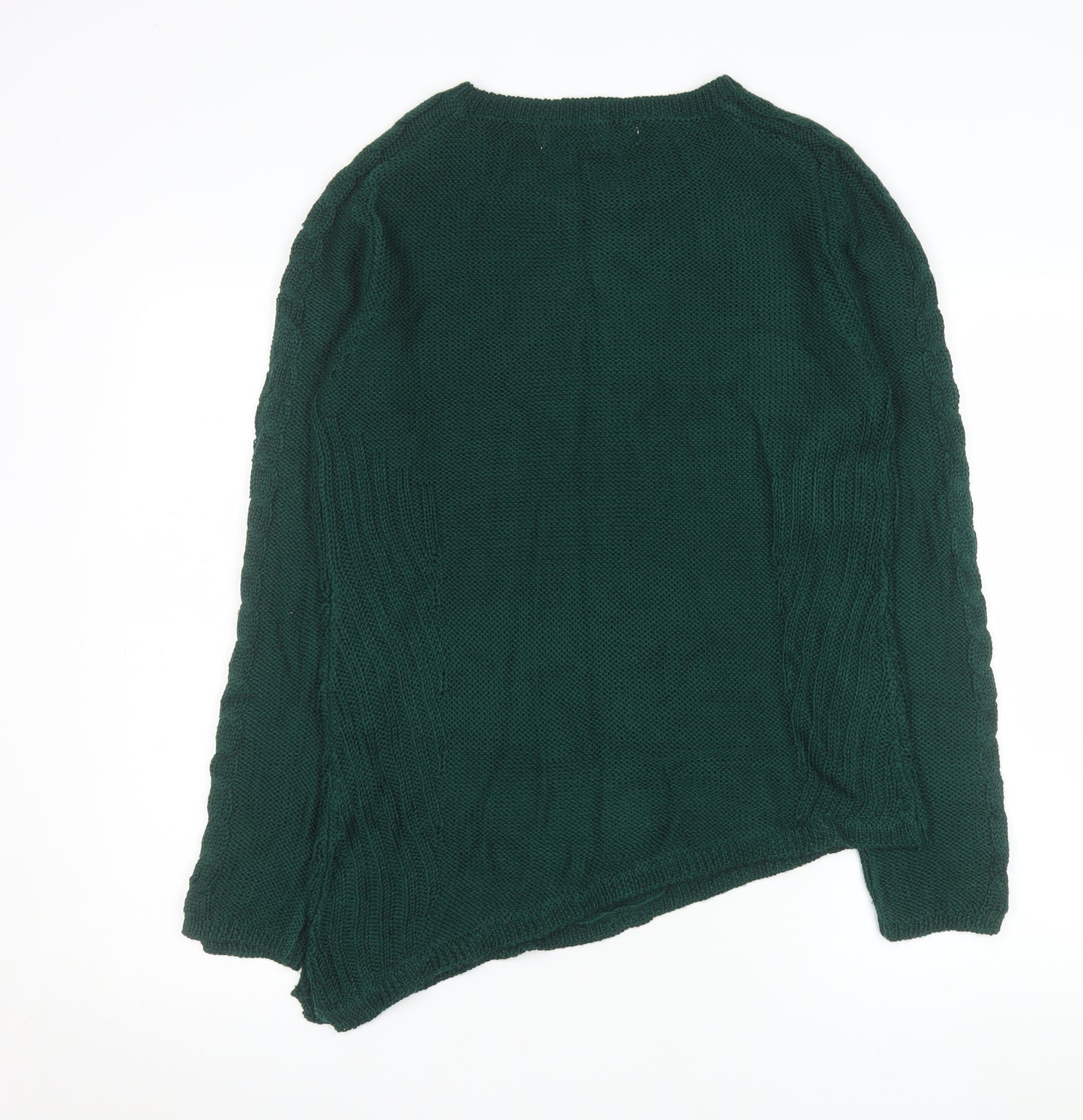 Zara Women Green Cable-Knit Long Sleeve Pullover Jumper Size L
