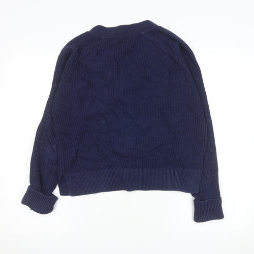 Fat Face Women's Blue Cotton V-Neck Button Cardigan Size 8