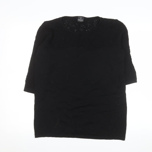 Madeleine Women's Black 3/4 Sleeve Wool Knit Blouse Size M