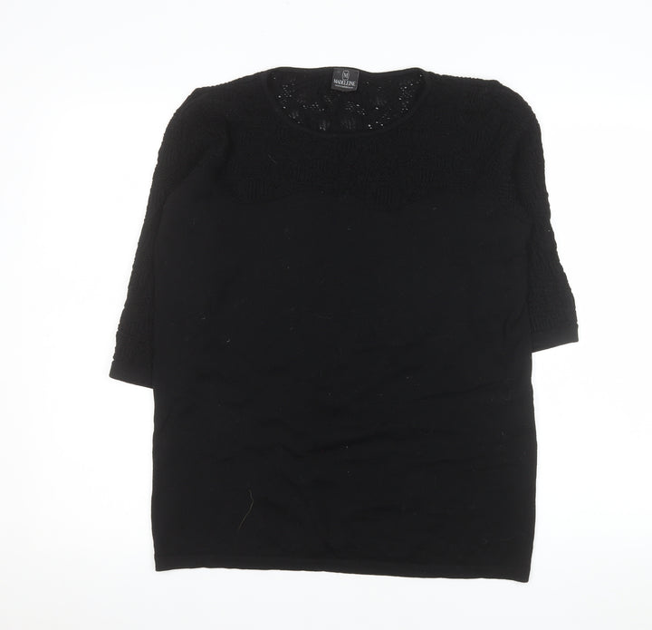 Madeleine Women's Black 3/4 Sleeve Wool Knit Blouse Size M