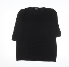 Madeleine Women's Black 3/4 Sleeve Wool Knit Blouse Size M