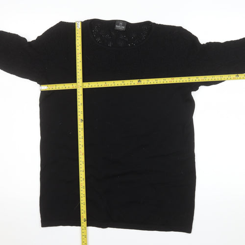 Madeleine Women's Black 3/4 Sleeve Wool Knit Blouse Size M