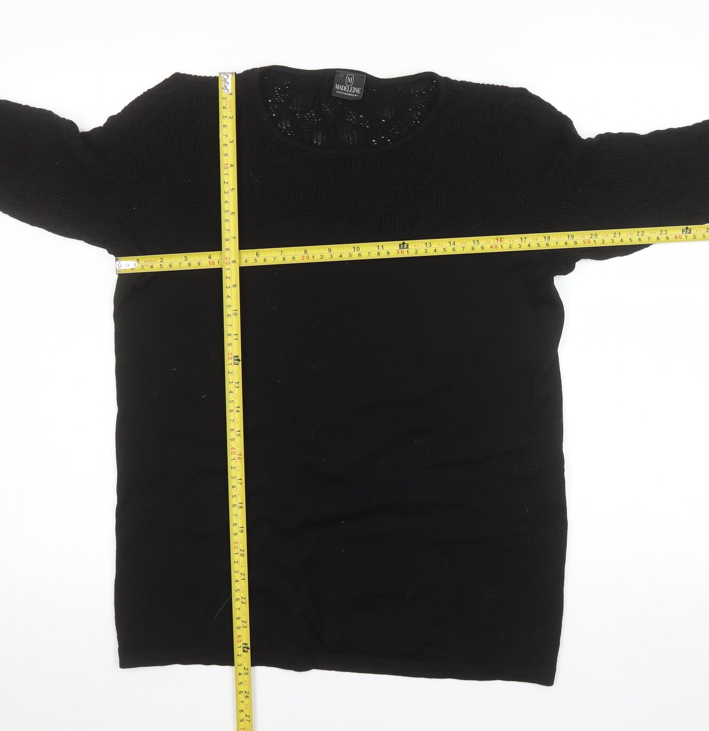 Madeleine Women's Black 3/4 Sleeve Wool Knit Blouse Size M