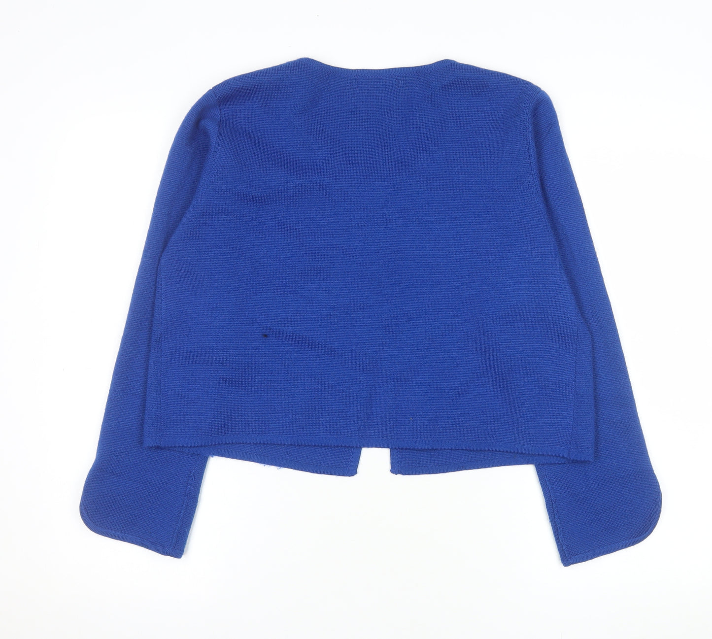 Monsoon Women Blue Size 16 Wool Blend Round Neck Cardigan