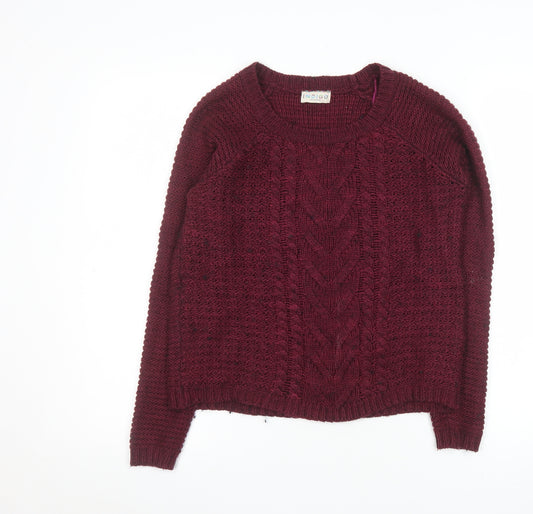 Marks and Spencer Women’s Red Cable Knit Crew Neck Jumper Size 10