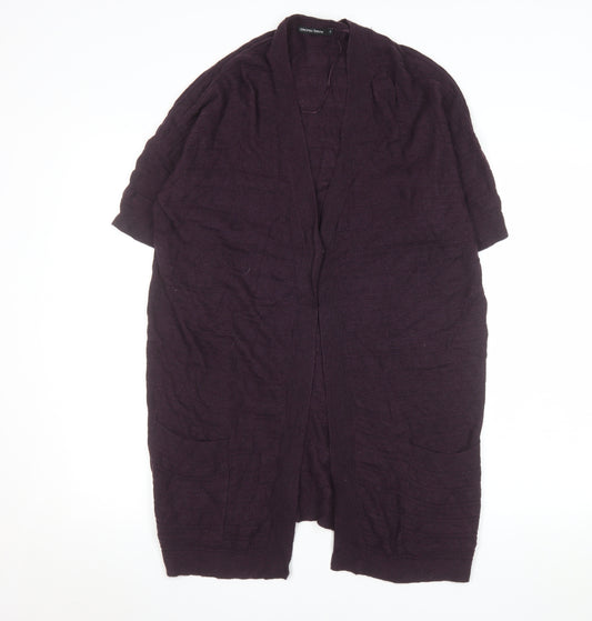Monoprix Femme Women's Purple Knit Open Cardigan Size 14