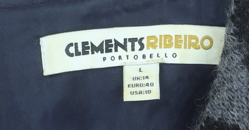 Clements Ribeiro Women’s Navy Wool Sheath Dress Size 14 Lined Collared