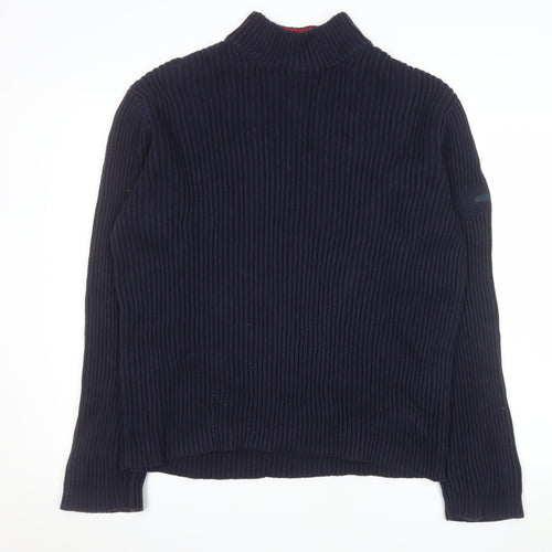 Nautica Men's Blue Cotton Mock Neck Chunky Knit Pullover Jumper Size M