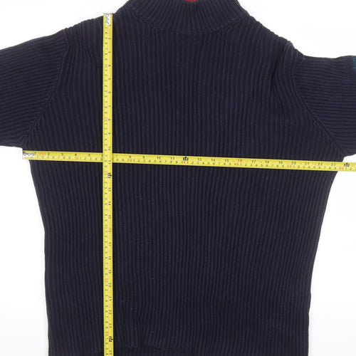 Nautica Men's Blue Cotton Mock Neck Chunky Knit Pullover Jumper Size M