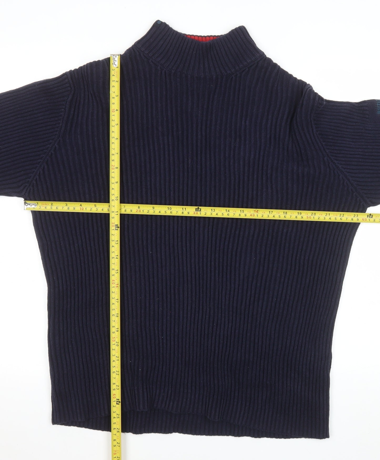 Nautica Men's Blue Cotton Mock Neck Chunky Knit Pullover Jumper Size M